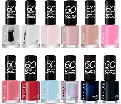 RIMMEL 60 SECONDS Nail Polish / Varnish 8ml Super Shine *CHOOSE YOUR SHADE* - Image 1 of 4