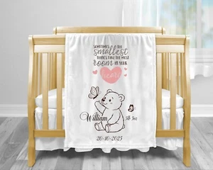 Baby blankets Pooh bear BLANKET personalised shawl, nursery vest bib,nappy caddy - Picture 1 of 3