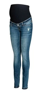 NEW H&M Mama Skinny High Rib 0469562 Blue Maternity Jeans UK 18 - Picture 1 of 8