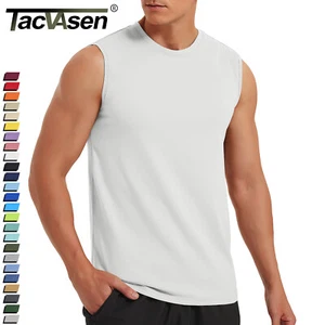 Men's Sleeveless Muscle Tee Cotton Tank Tops Gym Fitness Casual Swim Sport Shirt - Picture 1 of 137