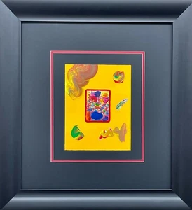 Peter Max "Big Red Flowers"  FRAMED  Hand Signed Pop Art ORIGINAL MIXED MEDIA  - Picture 1 of 5