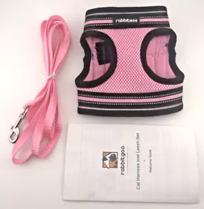 Pink Pet Cat Harness & Leash Set, Escape Proof Adjustable Kitten Vest Cats Sz M - Picture 1 of 11