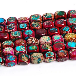 Cuentas sueltas cubo AA de sedimentos marinos imperiales sedimentos rojo azul natural de 7X5 mm - Imagen 1 de 3