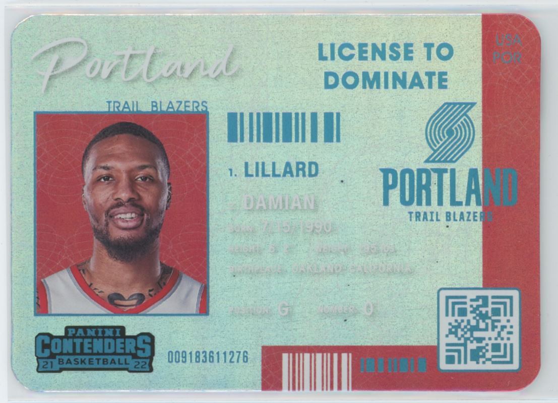 2021-22 Contenders Basketball License to Dominate Damian Lillard #21 EW1