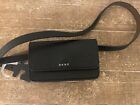 DKNY BELT BAG FANNY PACK Black Pebbled L Feather 7x4 NEW WITH TAGS!!!