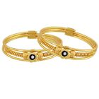 Gold Plated Brass Plain Ball Bead Kids Bangle Bracelet For Unisex Set of 2