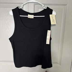 NWT Universal Thread Tank Top Womens XXL Scoop Neck Crop Ribbed Black - Picture 1 of 7