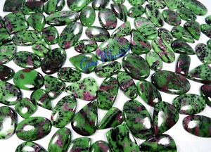 2500 Cts Green Red Ruby Zoisite Natural Gemstone Wholesale Lot Cabochons 56 Pcs