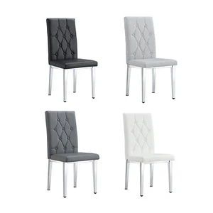 Dining Chairs Set of 2/4 PU Leather High Back Kitchen Chair with Metal Legs - Picture 1 of 65