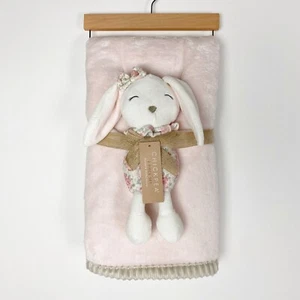 Chick Pea Floral Bunny Pink Baby Blanket Set Plush Toy NWT - Picture 1 of 3