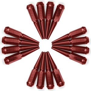 Set of 16 12x1.25mm Red Spike Lug Nuts For Nissan Hardbody Pickup Pathfinder - Picture 1 of 5