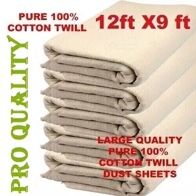 Heavy Duty 9ft X 12ft 100%cotton Twill Professional Decorating Large Dust Sheet • 132.10£