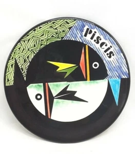 Ceramar Spain Hand Painted Plate Piscis Pisces Zodiac Horoscope Fish Vintage - Picture 1 of 4