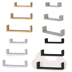 Floating U Shape Wall Shelf Set Easy Clean Modern Display Storage Mounted Decor - Picture 1 of 8