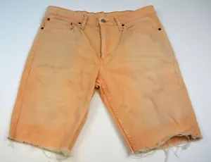 Levis 511 Stretch Cut Off Orange Distressed Jean Denim Shorts Men's 34 UNIQUE - Picture 1 of 8