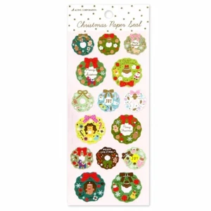 Merry Christmas Wreath Sticker Sheet / Made in Japan Active Corporation - Picture 1 of 2