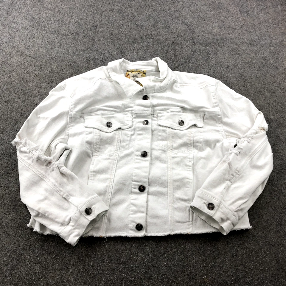 Chaqueta Matilda Jane Good Hart para mujer XL blanca denim con botones manga larga Foto 1 de 4