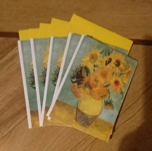 Van Gogh Sunflower cards notelets eco envs 10 pack linen card folded A6 blank - Picture 1 of 4