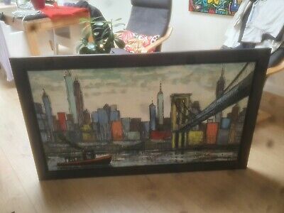 A VOIR Tres Grand Format Huile S/toile Representant NEW YORK Brooklyn Bridge • 798.98€