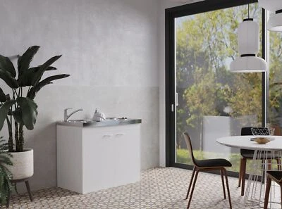 Küche Miniküche Singleküche Küchenzeile Pantry Weiß Levin 100 cm Respekta - Bild 1 von 4