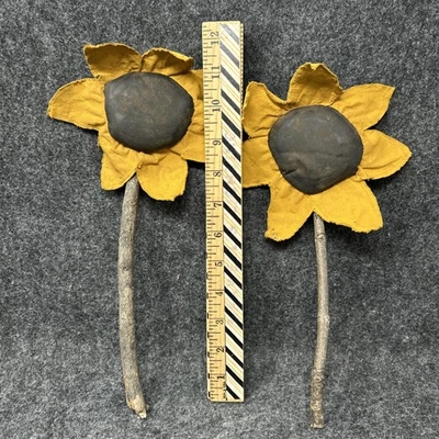 Girasoles hechos a mano tallos de madera rústicos florales decoración de granja flores amarillas Foto 1 de 4