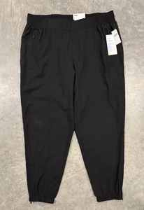 NWT Old Navy Womens Large Joggers Mid Rise StretchTech Pants Black Pull On - Picture 1 of 8
