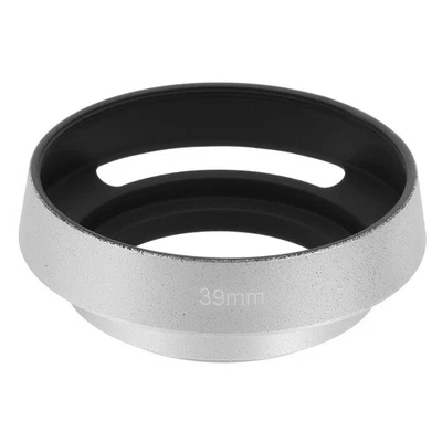Бленда объектива 39 мм, универсальная металлическая полая изогнутая ввинчивающаяся вентилируемая бленда объектива, серебристая - Изображение 1 из 4
