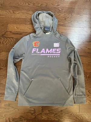 Sudadera con Capucha Hombre Fanáticos NHL Calgary Flames Gris "Hockey Lucha contra el Cáncer" Talla Mediana Foto 1 de 4