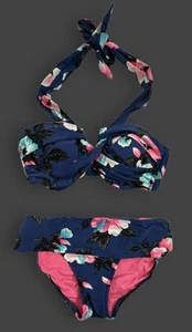 Seafolly twist goddess blue pink floral two piece bikini 14 12 - Picture 1 of 12