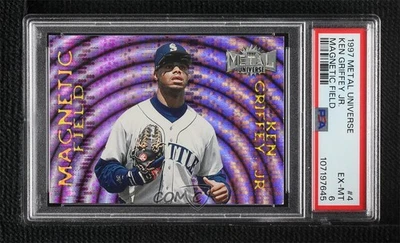 1997 Skybox Metal Universe Magnetic Field Ken Griffey Jr #4 PSA 6 HOF - Image 1 of 2