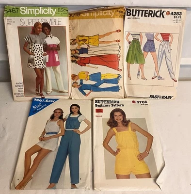 Vintage Lot 5 Womens Size Small 8-10  Tent Dress Smock Pants Romper  Patterns - Image 1 of 4