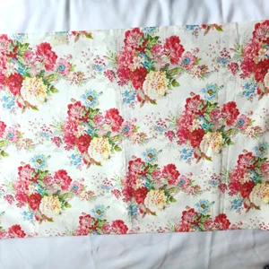 Vtg. Waverly Floral Peonies Cotton Duck Fabric Upholstery Pillow Cottage 2yds - Picture 1 of 7