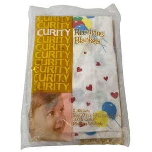 Coperte ricevimento sicurezza vintage palloncini e cuori 100% cotone tg 30x40" NOS - Foto 1 di 6