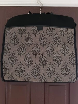 Hartman Canvas Leather Folding Garment Bag Black Gold Floral Tapestry - Image 1 of 4