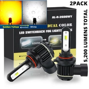 2-Color LED Fog Light Bulbs for Toyota Subaru Kia BMW, White ⇄ Yellow Switchback - Picture 1 of 9