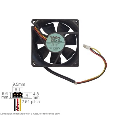 Fan Muffin Cooling DC 12V DC12V 12VDC  80mm 80x80x25 Nidec BETA SL D08T-12PU B - Image 1 of 3