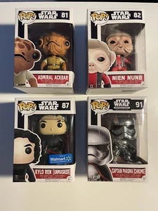 Star Wars Funko Pop Lot Ackbar 81, Nien Nunb 82, Kylo Ren Unmasked 87 Phasma 91 - Bild 1 von 6
