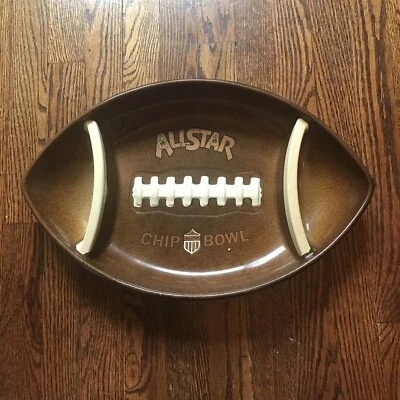 Vintage Official NFL Football Allstar Chip Bowl 3 Section Chip N Dip Bowl - Image 1 of 4