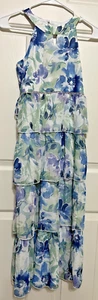 NWT Xtraordinary size 12 off white sea green sleeveless ruffle long dress girls - Picture 1 of 9