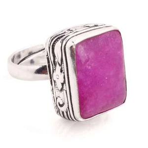 Versilbert Verstellbar Handmade Ring Für Damen Rosa Achat Edelstein R-600 - Bild 1 von 3