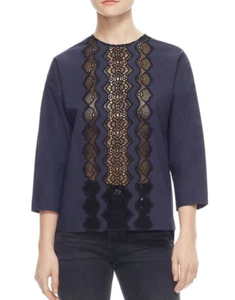 Sandro Paris Women's Top Size 2 / M Lace-Front Top E11624E - Picture 1 of 9