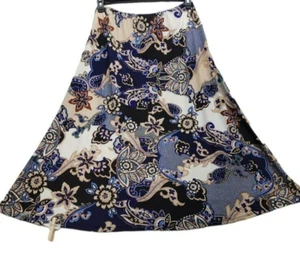 24seven Comfort Apparel Plus Elastic Waist  Skirt Women's 2X Blue Pull On  P097 - Picture 1 of 4