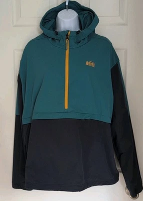 REI Cabin Azul Noches/Bálsamo Teal Trailmade Softshell Con Capucha Anorak Talla 2X  Foto 1 de 4