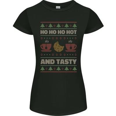 HO HO HO T-Shirt Femme Petite Découpe Rigolo Noël Xmas Chaud Et Savoureux - Photo 1/2