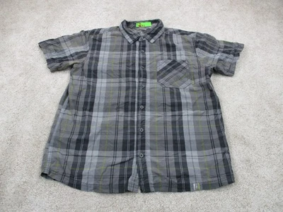 SmartWool Shirt Mens Medium Gray Plaid Merino Wool Blend Short Sleeve Button Up - Image 1 of 4