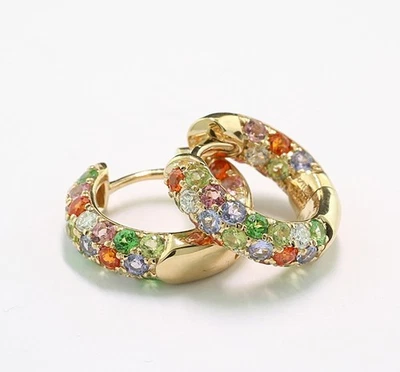 Wert € 3.800  Rainbow-Saphir-Brillant Creolen "Magic Moment" 585 Gelbgold neu - Bild 1 von 3