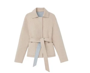 Lafayette 148 Simone Reversible Double Face Wool Cashmere Jacket Tan Gray Sz XL - Picture 1 of 6