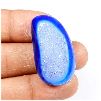 Голубой оникс агат друзы драгоценный камень фантазийной формы натуральный жеода кабошон 56 карат #10567 - Изображение 1 из 4