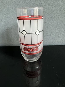 VTG Genuine Coca Cola Drinking Glass Tiffany Style Frosted Coke Glass 16 oz - Picture 1 of 5