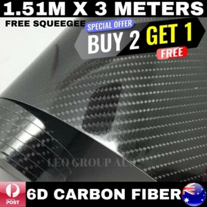 6D BLACK SUPER ULTRA GLOSS CARBON FIBRE FIBER CAR VINYL WRAP FILM 4D 1.51M X 3M - Picture 1 of 4
